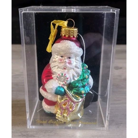 Designers Studio‎ Glass Santa Claus Ornament Christmas Hand Painted - Picture 1 of 8